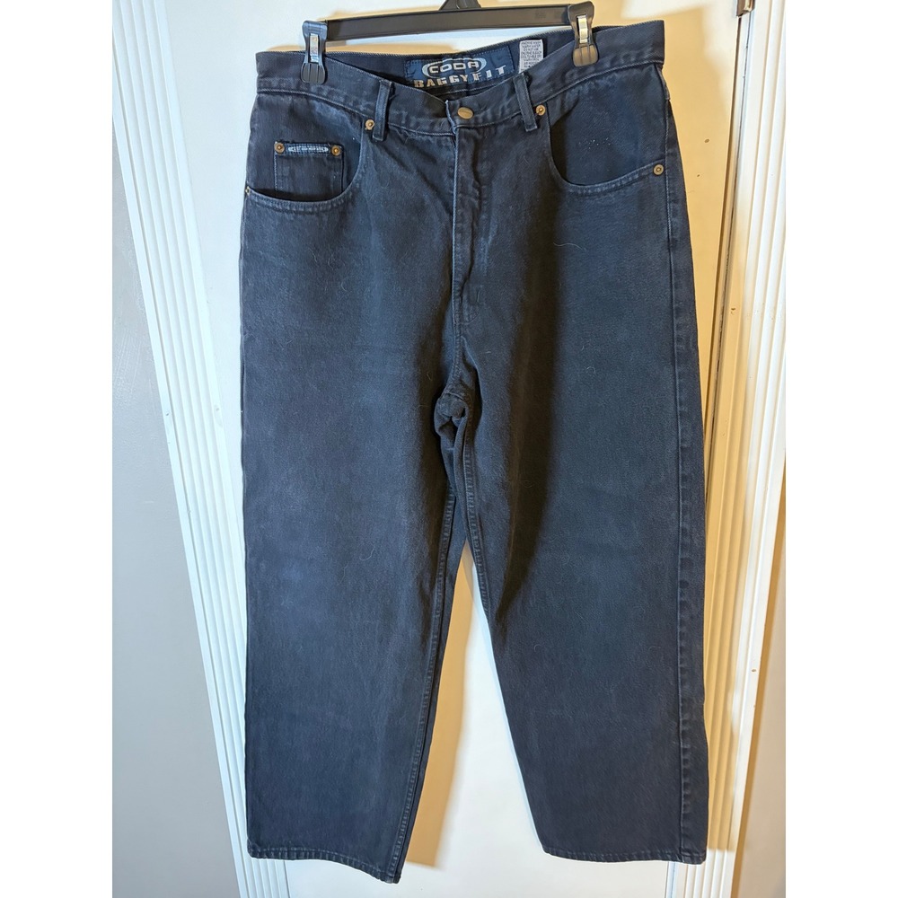 Vintage Coda Baggy Fit Jeans Mens Faded Black Skater Streetwear Denim RN 70377